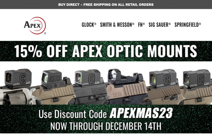 apex tactical 15% off optics plates and mounts