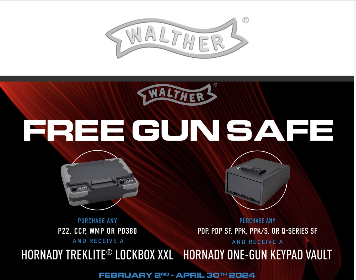 Walther Hornady Buy Handgun Get a Free Gun Safe
