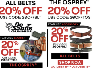 De Santis Gunhide 20% Off On All Belts And Opsrey Holster