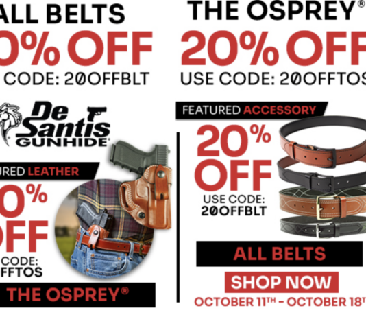 De Santis Gunhide 20% Off On All Belts And Opsrey Holster