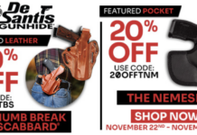 De Santis Holsters Deals The Nemesis Thumb Break Scabbard 20% off