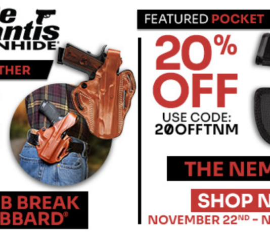 De Santis Holsters Deals The Nemesis Thumb Break Scabbard 20% off