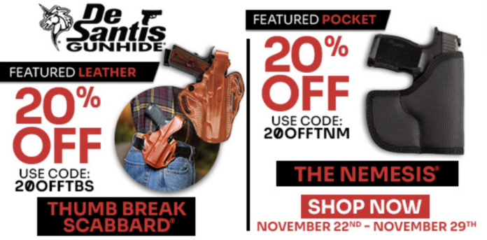 De Santis Holsters Deals The Nemesis Thumb Break Scabbard 20% off