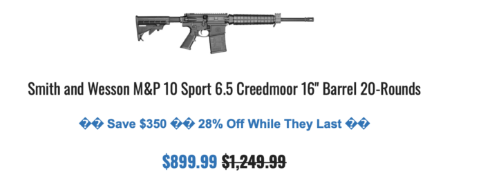 GrabAGun: S&W M&P10 6.5 CM on Sale $899