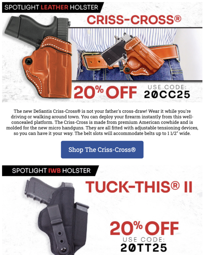 De Santis Gunhide 20% off The Criss Cross and Tuck This II